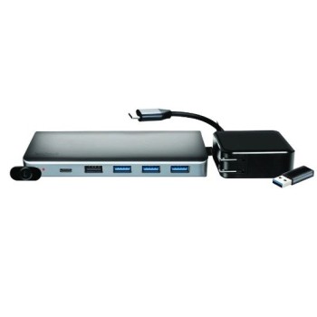 Docking Station TechZone Silvery HUB 1-A - USB - MicroSD - SD - HDMI - VGA - Bulk - TZDSC02