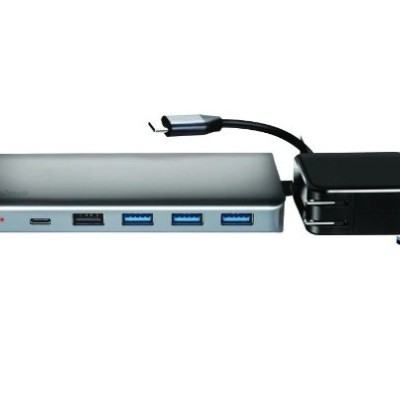 Docking Station TechZone Silvery HUB 1-A - USB - MicroSD - SD - HDMI - VGA - Bulk - TZDSC02