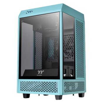 Gabinete Gamer Thermaltake Tower 100 Turquoise - Mini Torre - Mini ITX - 2x Ventiladores - 3x Cristales Templados - Turquesa - CA-1R3-00SBWN-00
