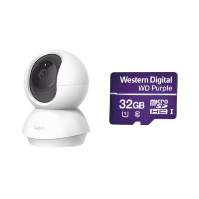 Cámara IP TP-LINK TAPO-C200 - 2MP - Lente 4mm - IR 10M - Wi-Fi - Incluye memoria Micro SD 32GB - TAPOC200/WD32