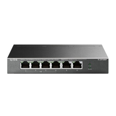 Switch TP-LINK TL-SF1006P - Fast Ethernet - 6 Puertos - Soporta 4 PoE+ - No Gestionado - TL-SF1006P