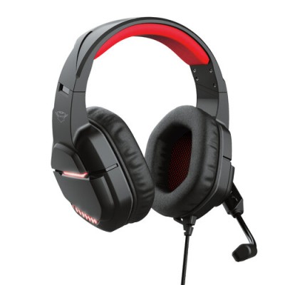 Diadema Trust GXT 448 Nixxo - Alámbrico - Micrófono - LED - Rojo con Negro - 24030