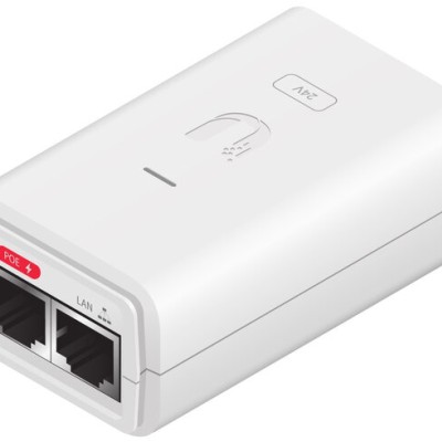 Inyector Ubiquiti - 2x RJ-45 - PoE -Gigabit - 24V - 7W - POE-24-7W-G-WH