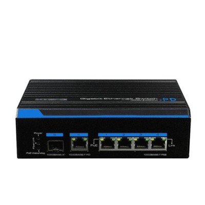 Switch Industrial UTEPO UTP7204GEHPOE - Gigabit Ethernet - 4 Puertos PoE - 1 Combo - 1 SFP - No Gestionado - UTP7204GE-HPOE
