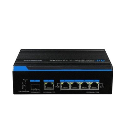 Switch Industrial UTEPO UTP7204GEHPOE - Gigabit Ethernet - 4 Puertos PoE - 1 Combo - 1 SFP - No Gestionado - UTP7204GE-HPOE