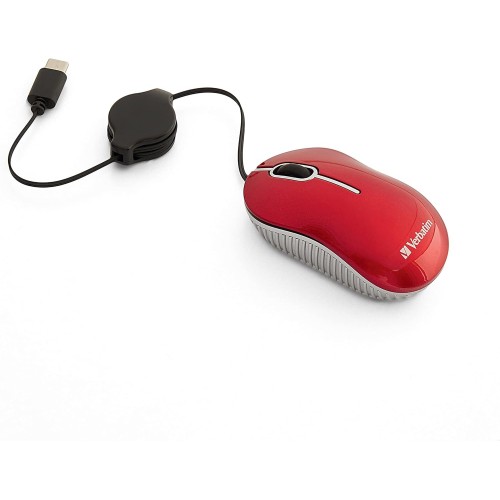 Mouse Verbatim Alámbrico USB-C Rojo Modelo 70745