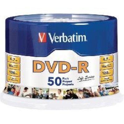 DVD-R Verbatim - 16X - 4.7GB - Paquete de 50 Piezas - 97176