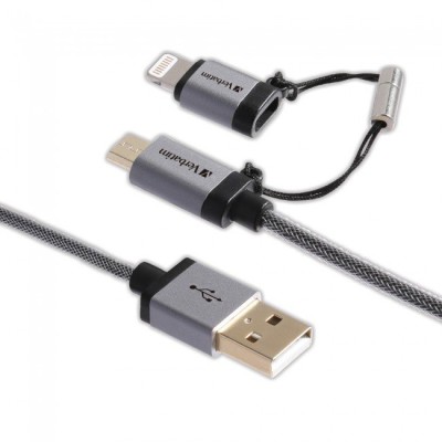 Cable Verbatim 2 en 1 Micro USB & Lightning Tensado - Negro - 99217