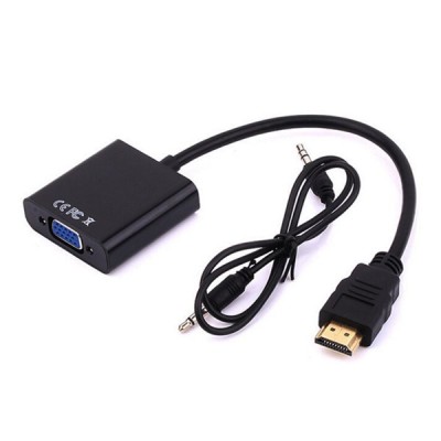 Convertidor Xcase - HDMI a VGA - 15cm - Con Conexión de Audio 3.5mm - Negro - HDMITOVGA