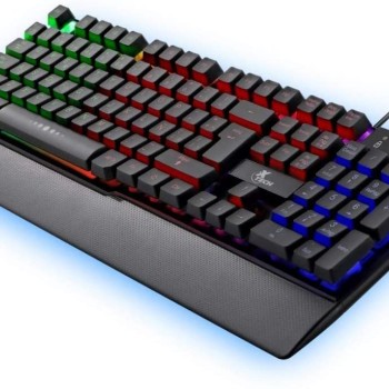 Teclado Gamer Xtech XTK-510S con Retroiluminación LED y Descansamuñecas - Negro