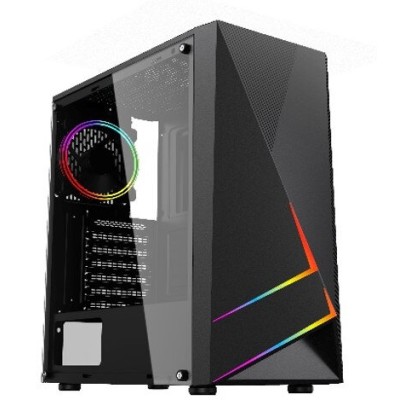 Gabinete YAGUARET Rhino Negro con Fuente de Poder 550 Watts ATX - RGB LED - 1 x USB 3.0 - USB - CGRHINOPW550YGT