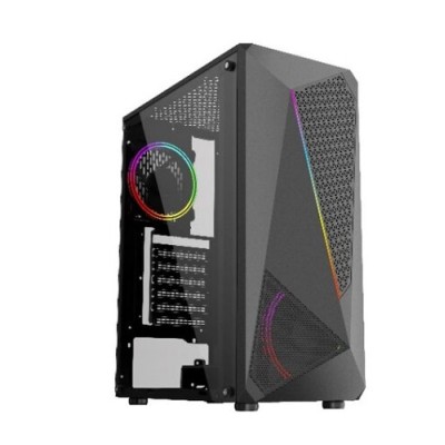 Gabinete YAGUARET Unicon Negro con Fuente de Poder 550 Watts ATX - Panel Frontal - RGB LED - 1 x USB - CGUNICONPW550YGT