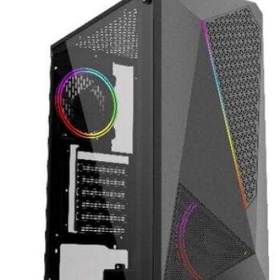 Gabinete YAGUARET Unicon Negro con Fuente de Poder 550 Watts ATX - Panel Frontal - RGB LED - 1 x USB - CGUNICONPW550YGT