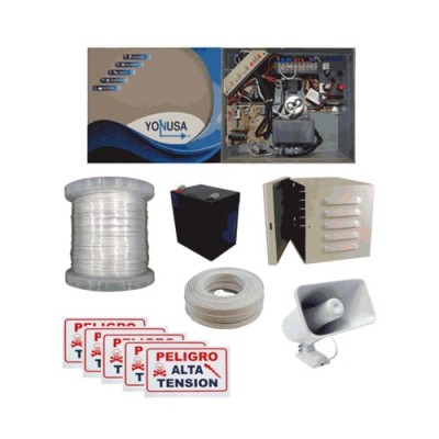 Paquete de Energizador Yonusa PACK127AF - Sirena - Gabinete Metálico - Bobina de Alambre - Bobina Cable Bujía - Batería - 5 Letreros - PACK127AF