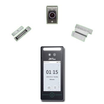 Paquete de Control de Acceso ZKTeco SFV4L1ACPack - Control de Acceso SpeedFaceV4L - Botón de Salida K11 - Cerradura Magnética LM2805 - FACEV4L1DPACK