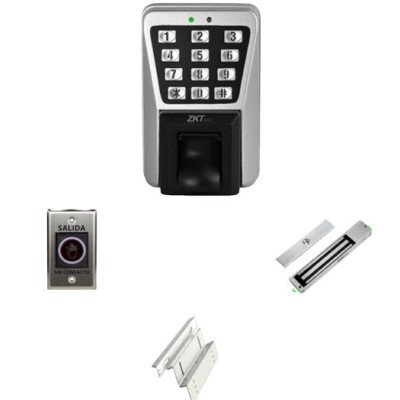 Control de Acceso Profesional ZKTeco MA500PAK - Control de Acceso Profesional de Huella - Incluye Contrachapa Magnética - Soporte de Fijación Tipo ZL - Botón de Salida - MA500PAK