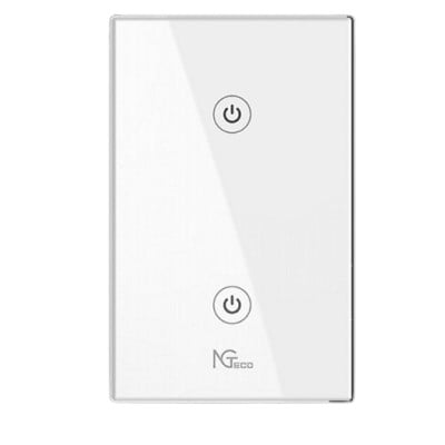 Apagador inteligente ZKTeco NGS102 - Wi-Fi - Control Remoto vía app - 2 Botones - Se requiere cable neutro - NG-S102