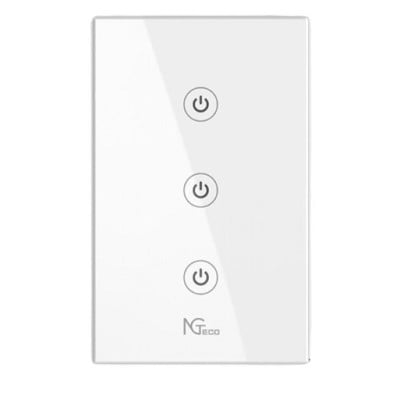 Apagador Inteligente ZKTeco NGS103 - 3 Botones Touch - Control Remoto Vía app - Compatible con Alexa y Asistente de Google - NG-S103
