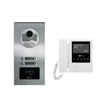 Paquete de Videoportero ZKTeco VE04A01PAQ4P - Videportero Departamental VE04A01 - Monitor VDPIB4 - 4.3" - VE04A01PAQ4P