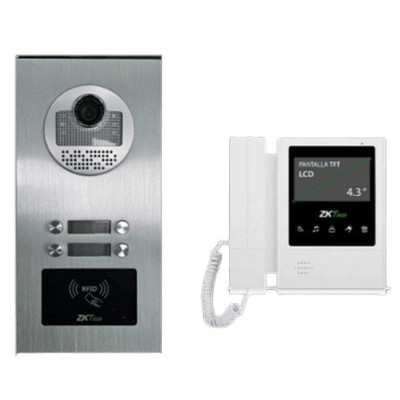 Paquete de Videoportero ZKTeco VE04A01PAQ4P - Videportero Departamental VE04A01 - Monitor VDPIB4 - 4.3" - VE04A01PAQ4P
