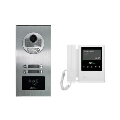 Paquete de Videoportero ZKTeco VE04A01PAQ4P - Videportero Departamental VE04A01 - Monitor VDPIB4 - 4.3" - VE04A01PAQ4P