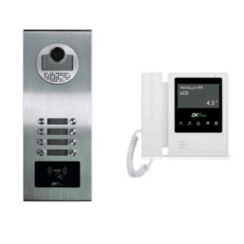 Paquete de Videoportero ZKTeco VE08A01PAQ4P - Videoportero VE08A01 - Para 8 Departamentos - Monitor VDPIB4 - 4.3" - VE08A01PAQ4P