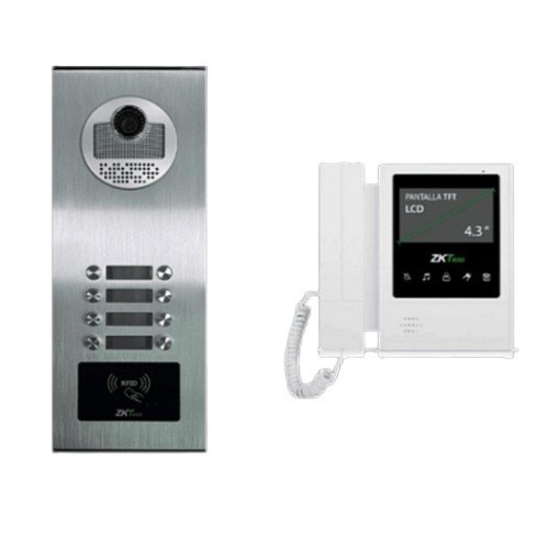 Videoportero ZKTeco VE08A01PAQ4P - Para 8 Departamentos con Monitor 4.3 pulgadas