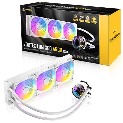 Antec VORTEX LUM 360 WHITE ARGB Enfriamiento Líquido para CPU, 3x 120mm, hasta 1800RPM, Blanco