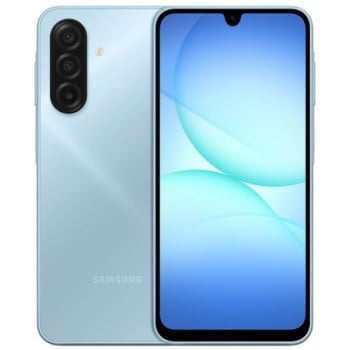 Smartphone Samsung Galaxy A17, Procesador Octa-Core (hasta 2.2 GHz), Memoria RAM de 4GB, Almacenamiento de 128GB, Pantalla LED Multi-Touch de 6.7" FHD+, Bluetooth, Wi-Fi, Cámara Principal de 50MP, Android 15. Color Azul.
