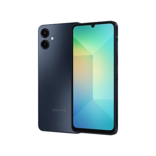 Smartphone Samsung Galaxy A06: Procesador MediaTek G85 Octa Core (2.0 GHz), Memoria RAM de 4GB, Almacenamiento de 128GB, Pantalla LED Multi Touch de 6.7 pulgadas HD+, Bluetooth 5.3, Wi-Fi 5, Cámara principal de 50MP, Android 14. Color Negro. Smartphone Samsung Galaxy A06: Procesador MediaTek G85 Octa Core (2.0 GHz), Memoria RAM de 4GB, Almacenamiento de 128GB, Pantalla LED Multi Touch de 6.7 pulgadas HD+, Bluetooth 5.3, Wi-Fi 5, Cámara principal de 50MP, Android 14. Color Negro.