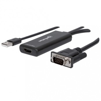 Convertidor USB a HDMI Manhattan con VGA y Audio - Modelo 152426