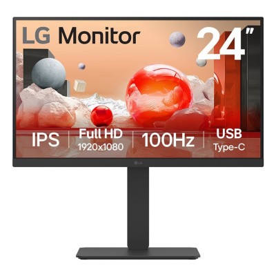 Monitor LG 24 Pulgadas Full HD IPS con USB-C, Altavoces y Soporte Ajustable - 24BA650-B.AWM