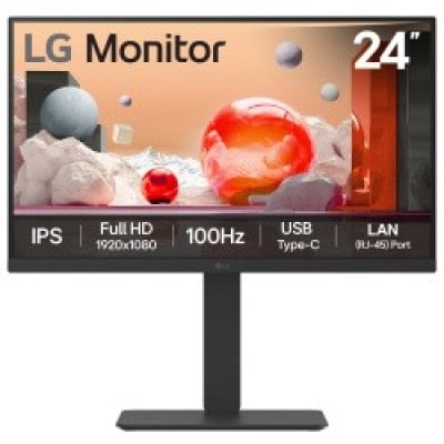 Monitor LG 24 Pulgadas Full HD IPS con USB-C, Altavoces y Soporte Ajustable - 24BA750-B.AWM