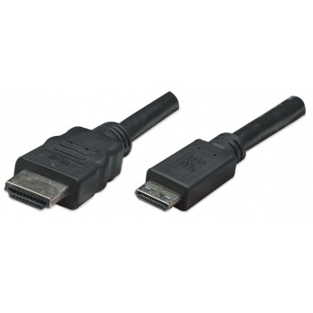 Cable HDMI Manhattan Mini a HDMI Estándar Alta Velocidad 1.8m Negro Modelo 304955