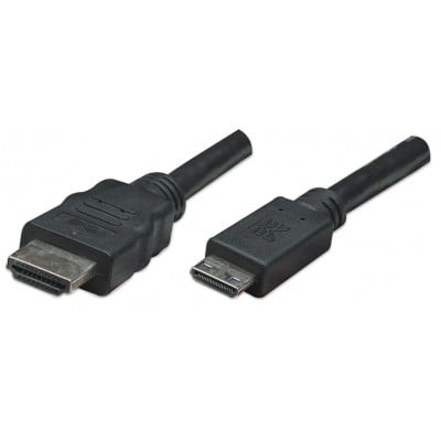 Cable HDMI Manhattan Mini a HDMI Estándar Alta Velocidad 1.8m Negro Modelo 304955