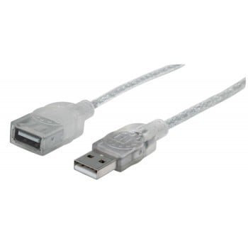 Cable de Extensión USB 2.0 Manhattan 1.8 Metros Plateado Modelo 336314
