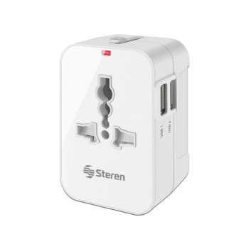Adaptador Universal de Viaje Steren con Doble Puerto USB Cargador Rápido Modelo 905-127