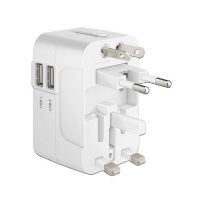 Adaptador Universal de Viaje Steren con Doble Puerto USB Cargador Rápido Modelo 905-127
