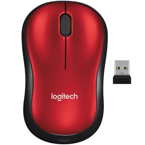 Mouse Logitech M185 Rojo Inalámbrico USB Modelo 910-003635(PE)