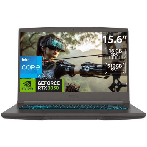 Laptop Gamer MSI Thin B12UC-2898MX: Procesador Intel Core i5 12450H (hasta 4.40 GHz), Memoria de 16GB DDR4, SSD de 512GB, Pantalla de 15.6 pulgadas LED, 1920 x 1080, Video GeForce RTX 3050 4GB GDDR6, S.O. Windows 11 Home.