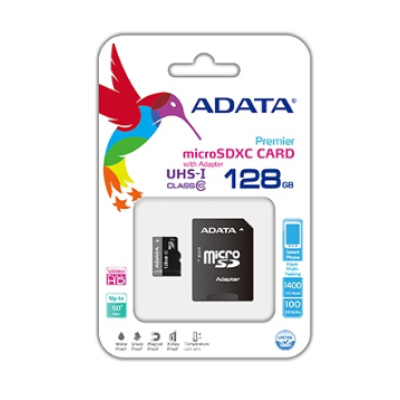 Memoria MicroSDXC ADATA 128GB UHS-I Clase 10 con Adaptador SD - AUSDX128GUICL10-RA1