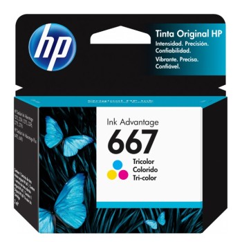 Tinta HP Tricolor 667 para Impresora HP 2374 - Modelo 3YM78AL