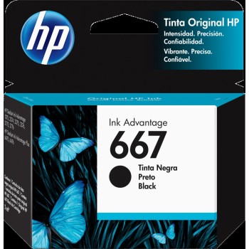 Cartucho de Tinta HP Negro 667 para Impresora 2374 - Modelo 3YM79AL