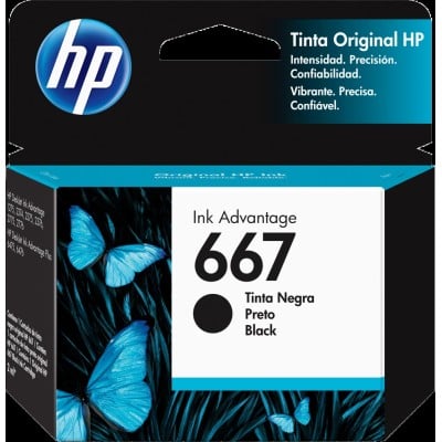 Cartucho de Tinta HP Negro 667 para Impresora 2374 - Modelo 3YM79AL