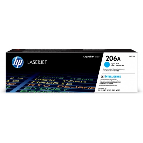 Tóner HP 206A Cyan 1250 Páginas para HP LaserJet Pro M283fdw - Modelo OP-W2111A