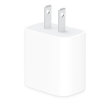 Adaptador de corriente Apple USB-C de 20 W para iPhone y iPad.