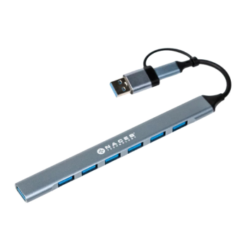 Hub USB-C NACEB 7 Puertos - 1 USB 3.0 + 6 USB 2.0 - Modelo NA-0125