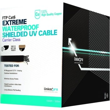LinkedPro PROCAT6EXT Bobina de Cable, Cat6, Color Negro, 1000 Feet