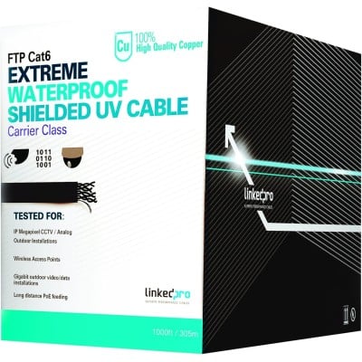 LinkedPro PROCAT6EXT Bobina de Cable, Cat6, Color Negro, 1000 Feet
