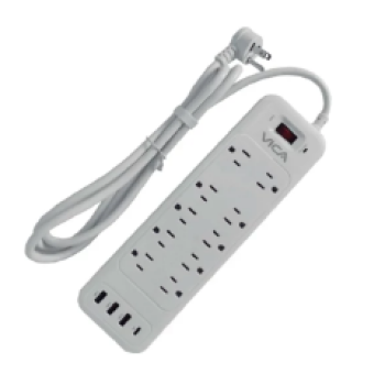 Barra Multicontacto VICA 10 Tomas AC + 4 Puertos USB Blanco Modelo SUP USB 9P